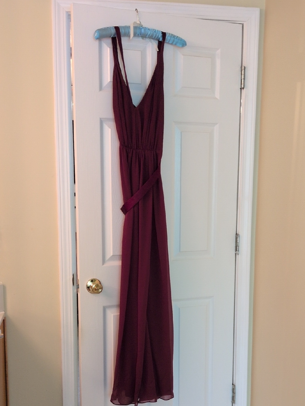 White by Vera Wang Burgundy V-Neck Sleeveless Maxi Dress